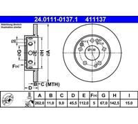 2x Disque de frein plein 24.0111-0137.1 ATE pour MERCEDES-BENZ 190