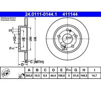 ATE Disque de frein 24.0111-0144.1 pour RENAULT – Lot de 2