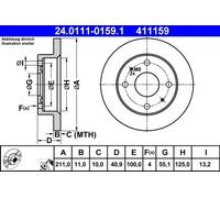 ATE Disque de frein 24.0111-0159.1 pour DAIHATSU – Lot 2 pièces
