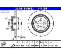 ATE Disque de frein 24.0111-0165.1 arrière, plein – 1 pièce