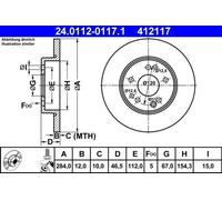 2x Disque de frein plein 24.0112-0117.1 ATE pour MERCEDES-BENZ 124 T-Model