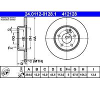 2x Disque de frein plein 24.0112-0128.1 ATE pour MERCEDES-BENZ CLASSE C