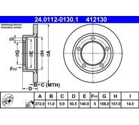 2x Disque de frein plein 24.0112-0130.1 ATE pour LADA