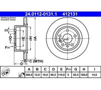 Disque de frein ATE 24.0112-0131.1 arrière, plein, 1 pièce