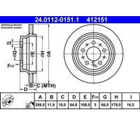 2x Disque de frein plein 24.0112-0151.1 ATE pour VOLVO S60 I S80 I V70 II