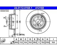 ATE Disque de frein plein 24.0112-0168.1 pour Land Rover Range Rover III – Lot de 2