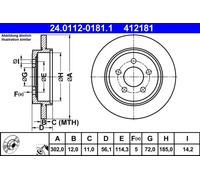 2x Disque de frein plein 24.0112-0181.1 ATE pour FORD MAZDA