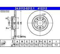 2x Disque de frein plein 24.0112-0212.1 ATE pour CITROËN PEUGEOT TOYOTA OPEL DS