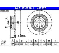 ATE Disque de frein 24.0112-0220.1 arrière, plein, à haute teneur en carbone, 1 pièce
