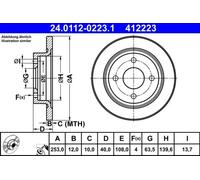 2x Disque de frein plein 24.0112-0223.1 ATE pour FORD FIESTA VII FIESTA VII Van