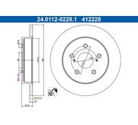 2x Disque de frein plein 24.0112-0228.1 ATE pour LEXUS TOYOTA