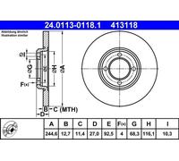 2x Disque de frein plein 24.0113-0118.1 ATE pour FORD CAPRI I CAPRI II CAPRI III