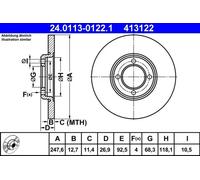 2x Disque de frein plein 24.0113-0122.1 ATE pour FORD ESCORT I Turnier TAUNUS