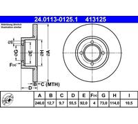 2x Disque de frein plein 24.0113-0125.1 ATE pour OPEL KADETT C City KADETT C