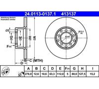 2x Disque de frein plein 24.0113-0137.1 ATE pour MERCEDES-BENZ 123 T-Model /8