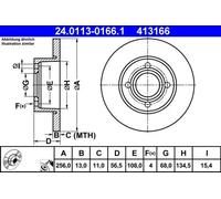 2x Disque de frein plein 24.0113-0166.1 ATE pour AUDI 80 B4 A trois volumes