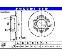 2x Disque de frein plein 24.0113-0189.1 ATE pour LAND ROVER DISCOVERY I