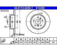 Disque de frein ATE 24.0113-0200.1 arrière, plein, 1 pièce