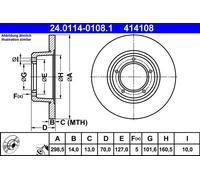2x Disque de frein plein 24.0114-0108.1 ATE pour LAND ROVER RANGE ROVER I 90 I