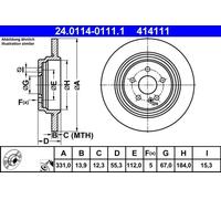 Disque de frein ATE 24.0114-0111.1 arrière, plein, 1 pièce