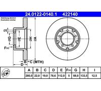 2x Disque de frein plein 24.0122-0140.1 ATE pour MERCEDES-BENZ T1/TN Fourgon