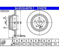 2x Disque de frein plein 24.0310-0278.1 ATE pour MERCEDES-BENZ CLS CLASSE E