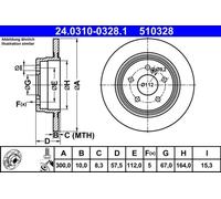 2x Disque de frein plein 24.0310-0328.1 ATE pour MERCEDES-BENZ CLASSE C