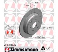2x Disque de frein plein 280.3185.20 ZIMMERMANN pour HONDA CR-V II CR-V III