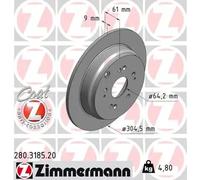 2x Disque de frein plein 280.3185.20 ZIMMERMANN pour HONDA CR-V II CR-V III