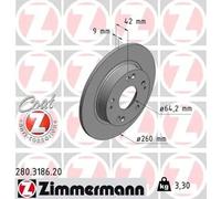 2x Disque de frein plein 280.3186.20 ZIMMERMANN pour HONDA CIVIC VIII Hatchback