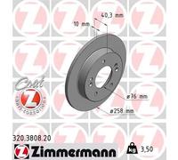 ZIMMERMANN Disque de frein 320.3808.20 arrière Ø258 mm 2x pour Hyundai IX20 1.4/1.6 Kia