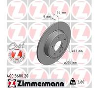 2x Disque de frein plein 400.3680.20 ZIMMERMANN pour MERCEDES-BENZ CLASSE A