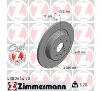 2x Disque de frein plein 430.2644.20 ZIMMERMANN pour OPEL ASTRA K