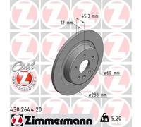 2x Disque de frein plein 430.2644.20 ZIMMERMANN pour OPEL ASTRA K