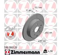 2x Disque de frein plein 590.2801.20 ZIMMERMANN pour TOYOTA RAV 4 III RAV 4 IV