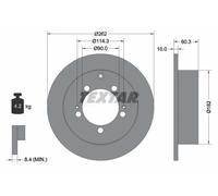 2x Disque de frein plein 92136103 TEXTAR pour MITSUBISHI CHRYSLER