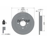 TEXTAR Disque de frein 92204000 arrière plein pour HONDA JAZZ III 1 pièce