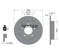 2x Disque de frein plein 92226103 TEXTAR pour HYUNDAI KIA