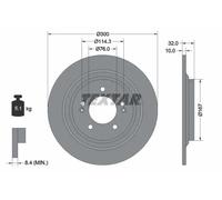 2x Disque de frein plein 92332703 TEXTAR pour KIA HYUNDAI