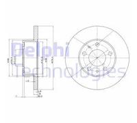 2x Disque de frein plein BG2845 DELPHI pour FIAT PEUGEOT CITROËN
