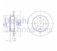 2x Disque de frein plein BG3055 DELPHI pour FORD MAZDA