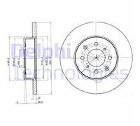 2x Disque de frein plein BG3262 DELPHI pour ROVER MG