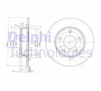 2x Disque de frein DELPHI BG3671 convient pour AUDI