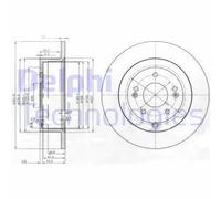 2x Disque de frein plein BG4136 DELPHI pour HYUNDAI SANTA FÉ II