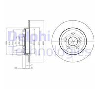 2x Disque de frein plein BG4272 DELPHI pour TOYOTA URBAN CRUISER