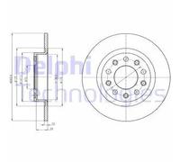 2x Disque de frein plein BG4315 DELPHI pour ALFA ROMEO GIULIETTA