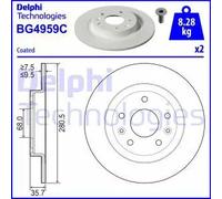 2x Disque de frein plein BG4959C DELPHI pour MAZDA CX-3