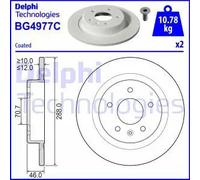 Disque de frein DELPHI BG4977C arrière, plein, 2 pièce