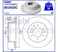 2x Disque de frein plein BG5028C DELPHI pour HYUNDAI H350 Autobus/Autocar