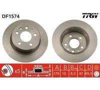 2x Disque de frein plein DF1574 TRW pour MERCEDES-BENZ PONTON HECKFLOSSE /8 SL